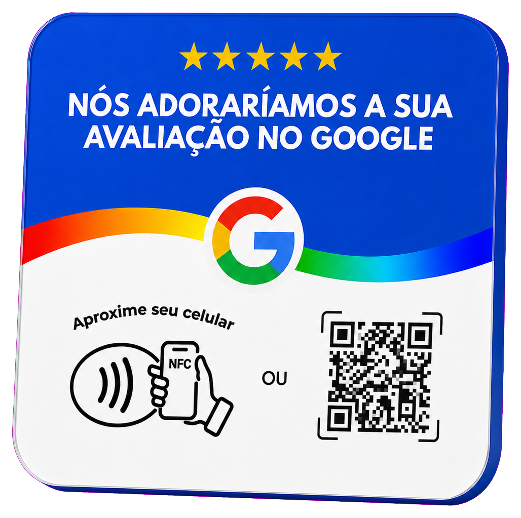 Placa de avaliação do Google com QR Code e NFC